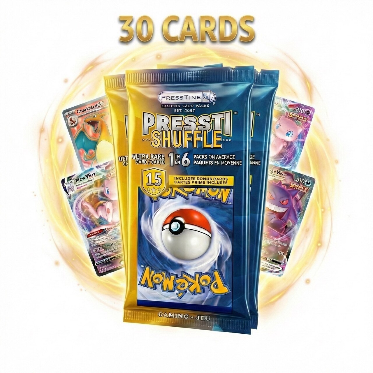 Set of 2 Presstine Pokemon PresstiShuffle 15-Card Packs - 30 Cards Total